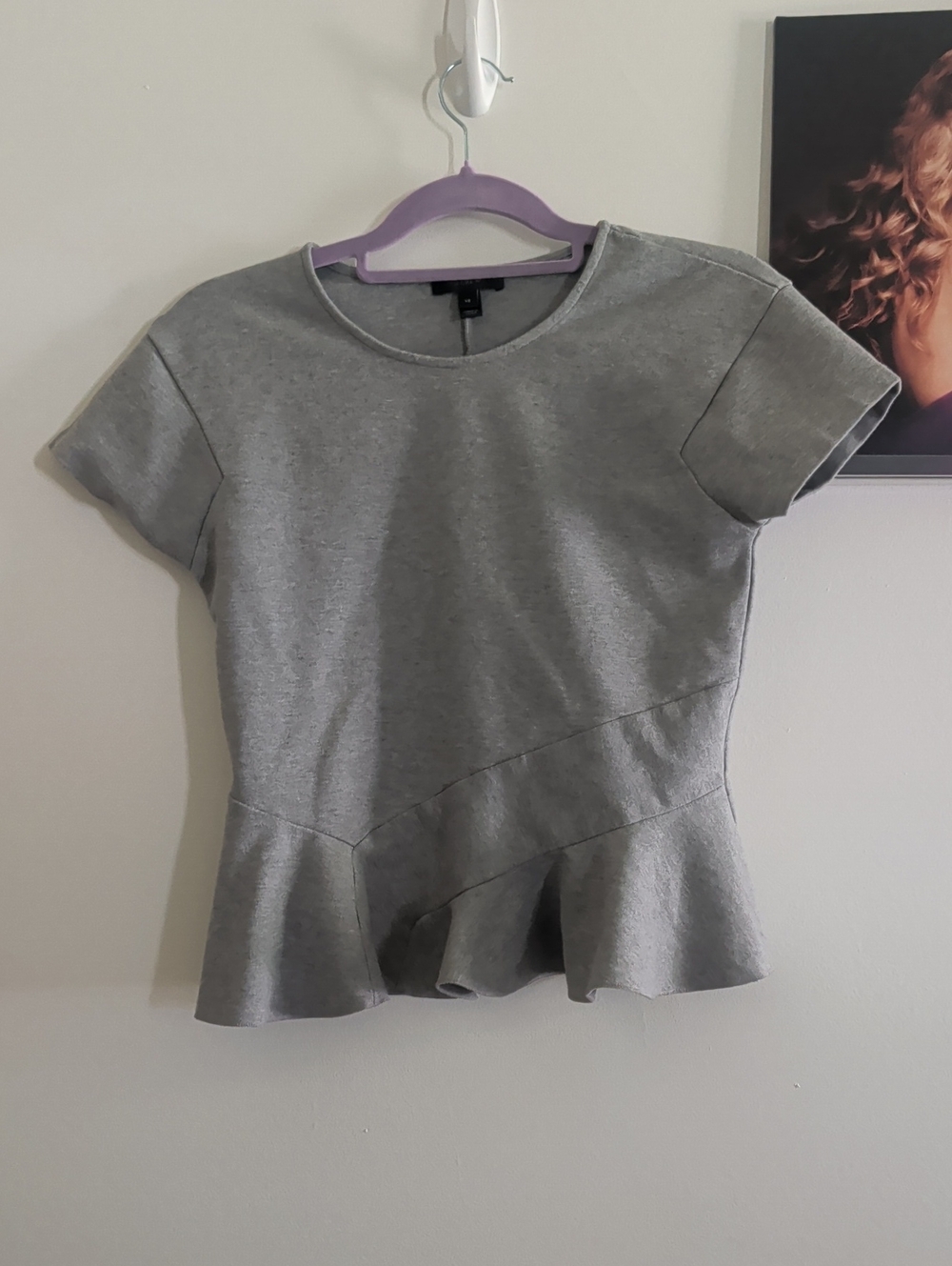J. Crew Women's Gray Peplum Short-Sleeve Top XS Preppy Business Casual